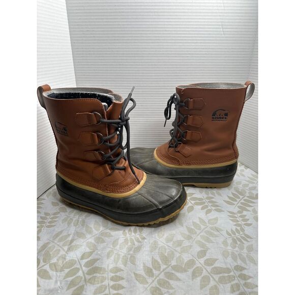 SOREL 1964 PAC CAYENNE Leather Lace Waterproof Rubber Duck Boots‎ Men's 9 - Picture 1 of 8